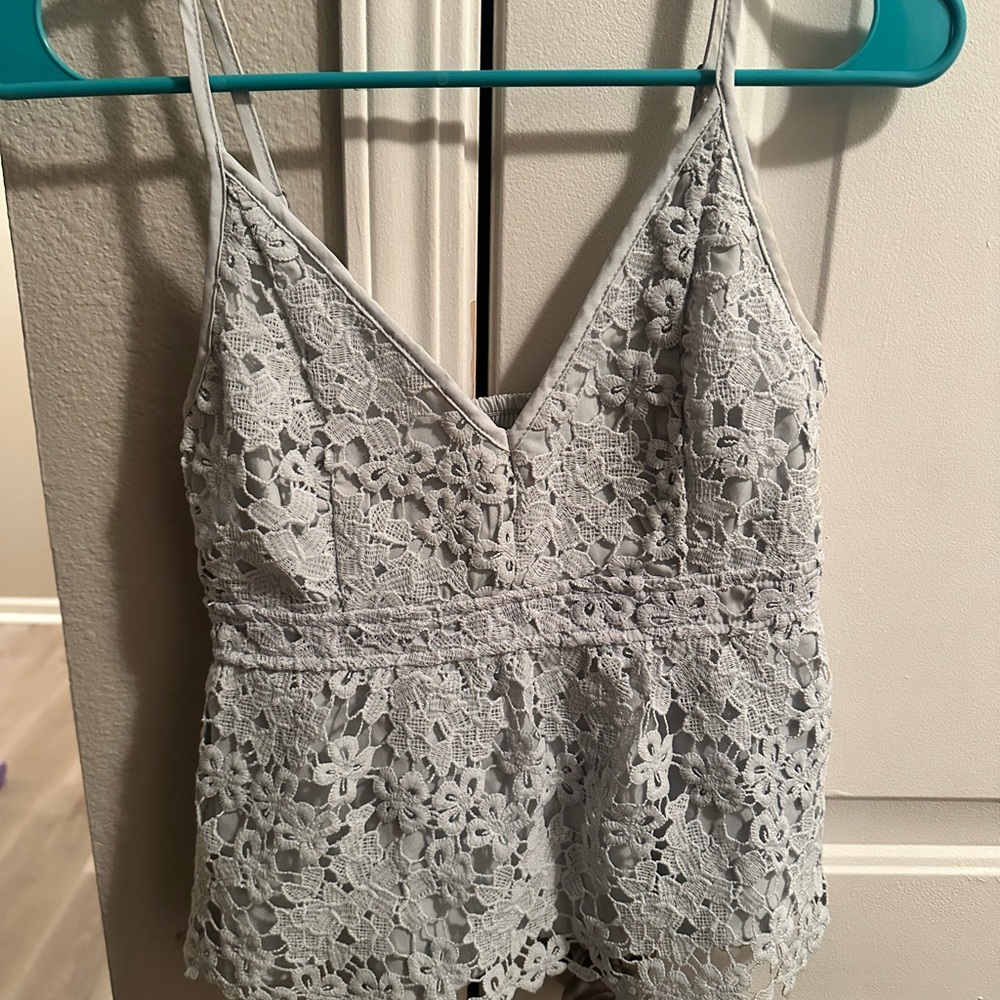 Abercrombie & Fitch Lace Top in Light Gray